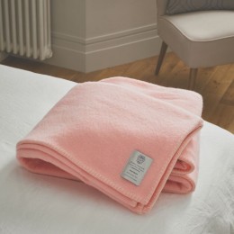 John Atkinson Harlequin Woollen Pink whipped with White Blankets